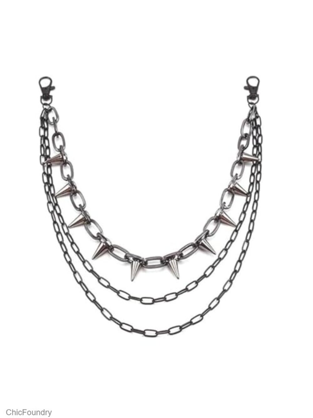 Alloy Spike Pants Chain with 360-Degree Rotating Spring Buckle, Punk Gothic